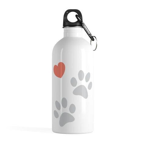 Water Bottle with Cat Paws and Heart