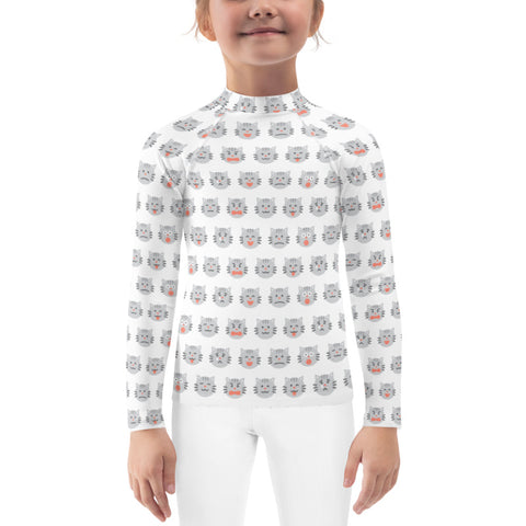 Kids' Rash Guard with Cat Face Pattern