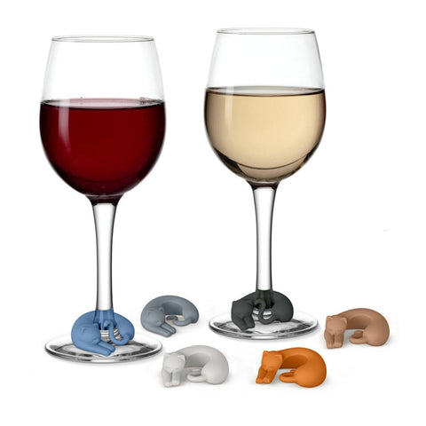 6 PCS Sleeping Cat Wine Glass Marker