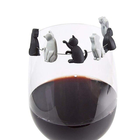 6pcs Silicone Cat Wine Glass Marker