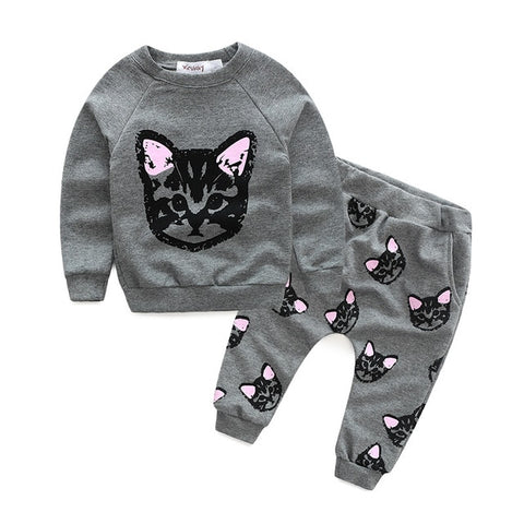Kitten Print Sweater with Matching Sweatpants for Toddlers