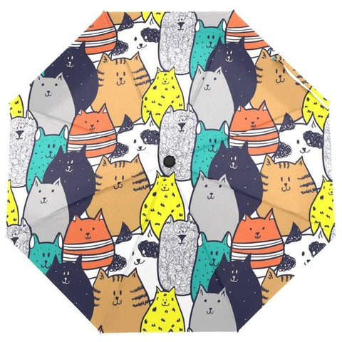 Crowded Cats Colourful Umbrella
