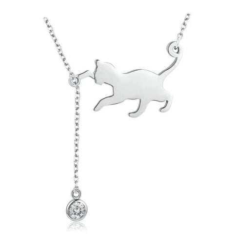 Cat Playing with Ball Pendant Necklace