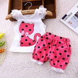 Polka Dot Kitty T-shirt and Bottoms for Toddlers