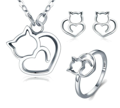 Sleeping Cat and Heart 3-Piece Set